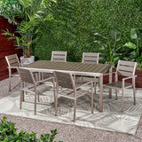 Outdoor Modern Aluminum and Faux Wood 6 Seater Dining Set - NH949013