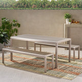 Outdoor Modern Aluminum Picnic Dining Set with Dining Benches - NH359013