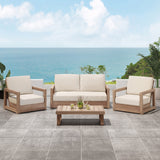 Outdoor 4 Seater Acacia Wood Chat Set with Water Resistant Cushions - NH729213