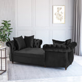 Modern Glam Tufted Velvet Tete-a-Tete Chaise Lounge with Accent Pillows - NH838413