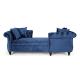 Modern Glam Tufted Velvet Tete-a-Tete Chaise Lounge with Accent Pillows - NH838413