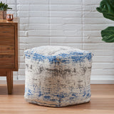 Hand Loomed Boho Fabric Cube Pouf - NH895213