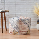 Traditional Hand Woven Boho Fabric Cube Pouf - NH806213