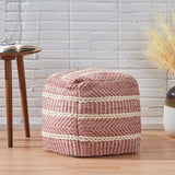 Boho Hand Woven Boho Fabric Cube Pouf - NH906213