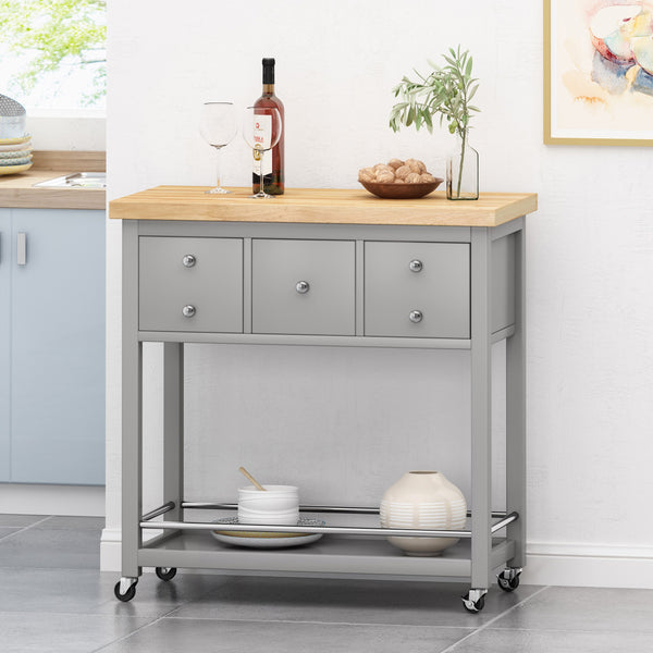 Contemporary Storage Kitchen Cart with Wheels - NH993413