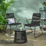 Modern Outdoor Rope Weave Chat Set with Side Table - NH022113
