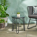 Modern Outdoor Side Table with Tempered Glass Top - NH222113