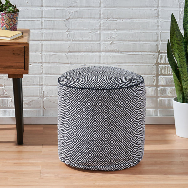 Boho Fabric Cylinder Pouf - NH926213