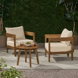 Outdoor Acacia Wood 2 Seater Chat Set with Cushions - NH893213
