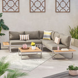 Outdoor Aluminum V-Shaped 5 Seater Sofa Set with Cushions - NH203313