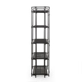 Outdoor Industrial 5-Shelf Iron Mesh Etagere Bookcase - NH559213