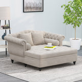 Contemporary Tufted Double Chaise Lounge with Accent Pillows - NH417413