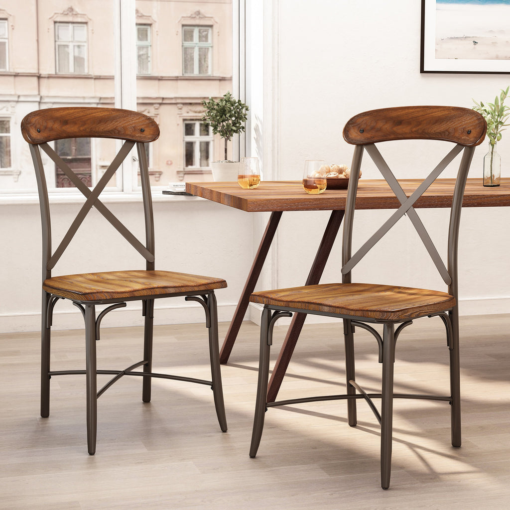 Farmhouse Crossback Dining Chairs, Set of 2, Dark Brown and Espresso