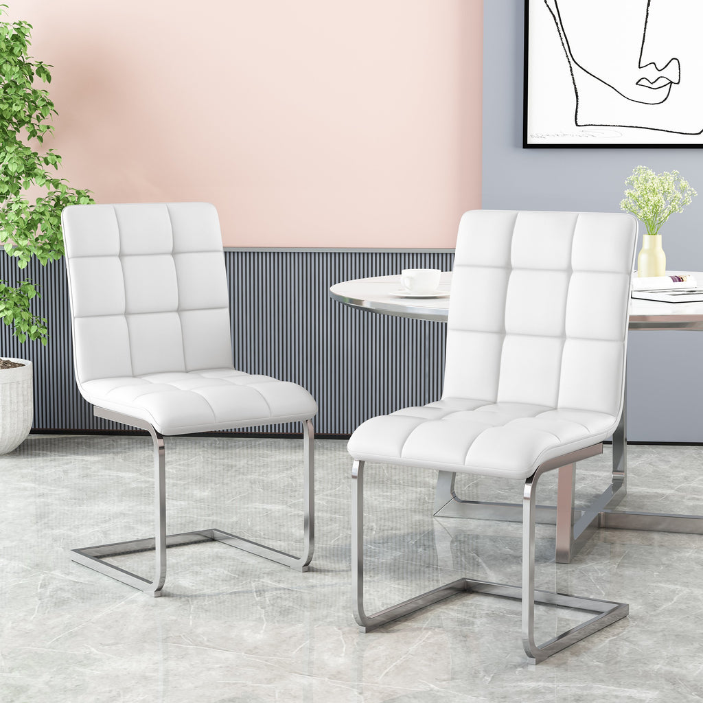 Modern Upholstered Waffle Stitch Dining Chairs, Set of 2 - NH795413 ...