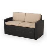 Outdoor Faux Wicker 4 Seater Chat Set with Cushions - NH953313