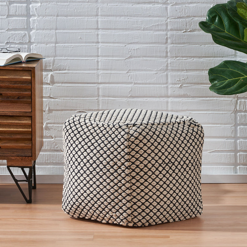 Boho Fabric Cube Pouf - NH626213