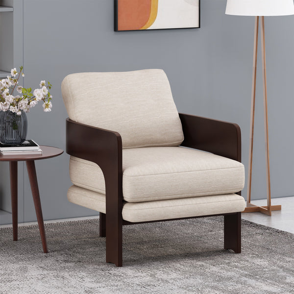 Mid-Century Modern Fabric Bentwood Accent Chair - NH211313