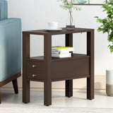 Contemporary Wooden Side Table with Drawer - NH426413