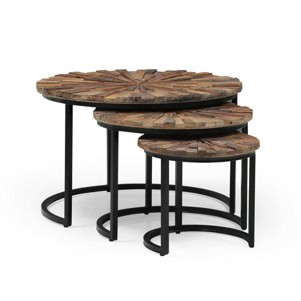 Modern Industrial Wooden Set of Nested Tables - NH517213