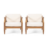 Outdoor Mid-Century Modern Acacia Wood Club Chair With Cushion - NH751213