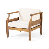 Outdoor Mid-Century Modern Acacia Wood Club Chair With Cushion - NH751213