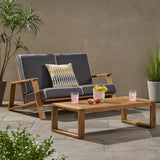 Outdoor Acacia Wood Loveseat Set with Coffee Table - NH484213
