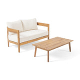 Outdoor Acacia Wood Loveseat Set with Coffee Table - NH693213
