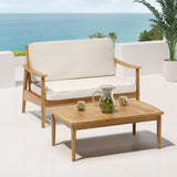 Outdoor Acacia Wood Loveseat Set with Coffee Table - NH446213