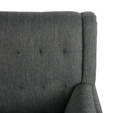 Mid-Century Modern High Back Fabric Settee with Nailhead Trim - NH777213