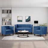 Velvet Love Seat and Club Chairs Living Room Seating Set - NH657213