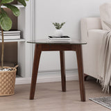Mid-Century Modern End Table with Glass Top - NH329313