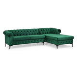 Contemporary Velvet 3 Seater Sectional Sofa with Chaise Lounge - NH621213