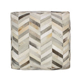 Handcrafted Boho Cowhide Pouf - NH918213