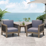 Outdoor Acacia Wood Club Chair with Wicker Accents (Set of 2) - NH659213