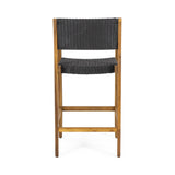 Outdoor Acacia Wood Barstools with Wicker (Set of 2) - NH138213