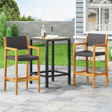 Outdoor Acacia Wood Barstools with Wicker (Set of 2) - NH138213