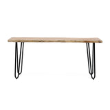 Handcrafted Modern Industrial Acacia Wood Dining Bench with Hairpin Legs - NH906313