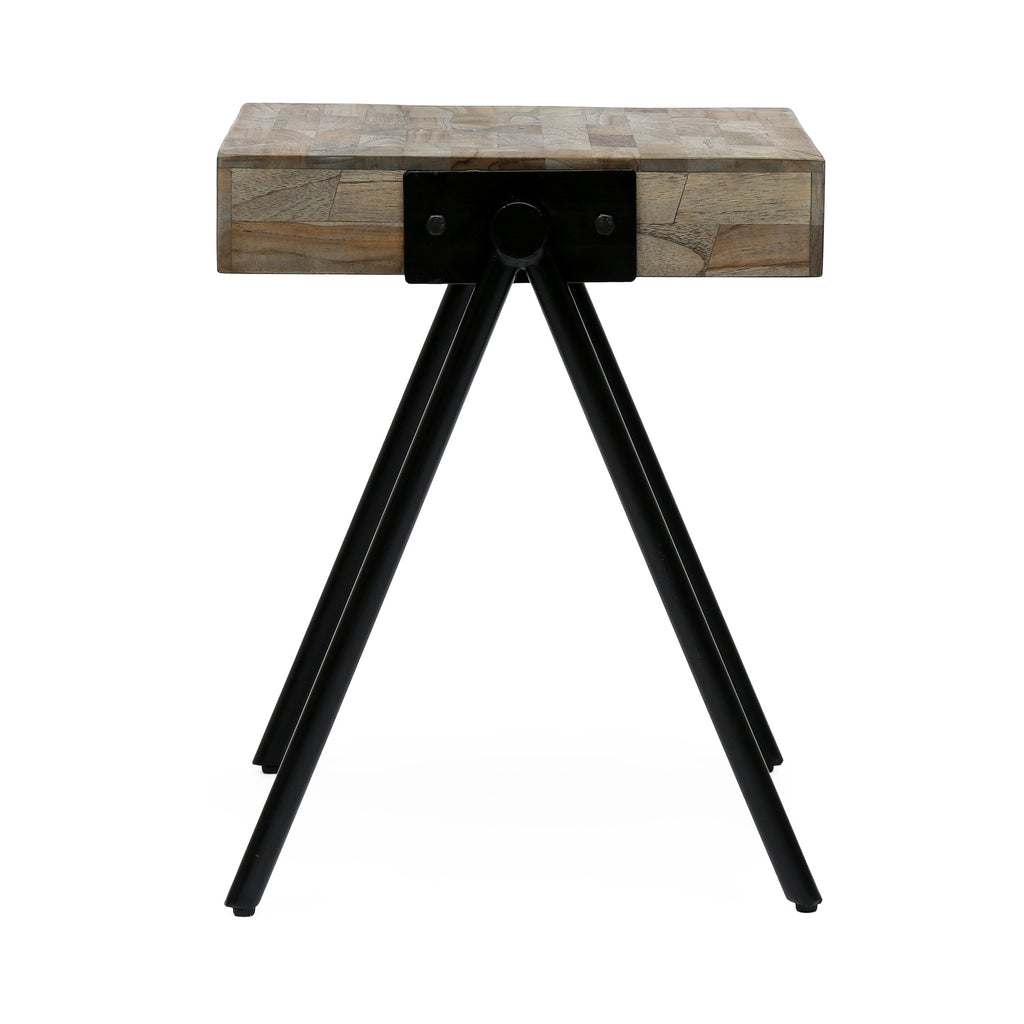 Handcrafted Modern Industrial Mango Wood Side Table NH216313 Noble