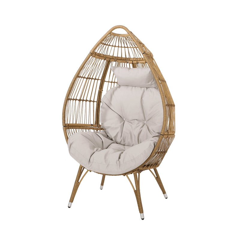 Outdoor Wicker Teardrop Chair with Cushion - NH521313