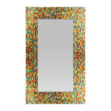 Boho Handcrafted Rectangular Mosaic Wall Mirror, Multi-Colored - NH284413