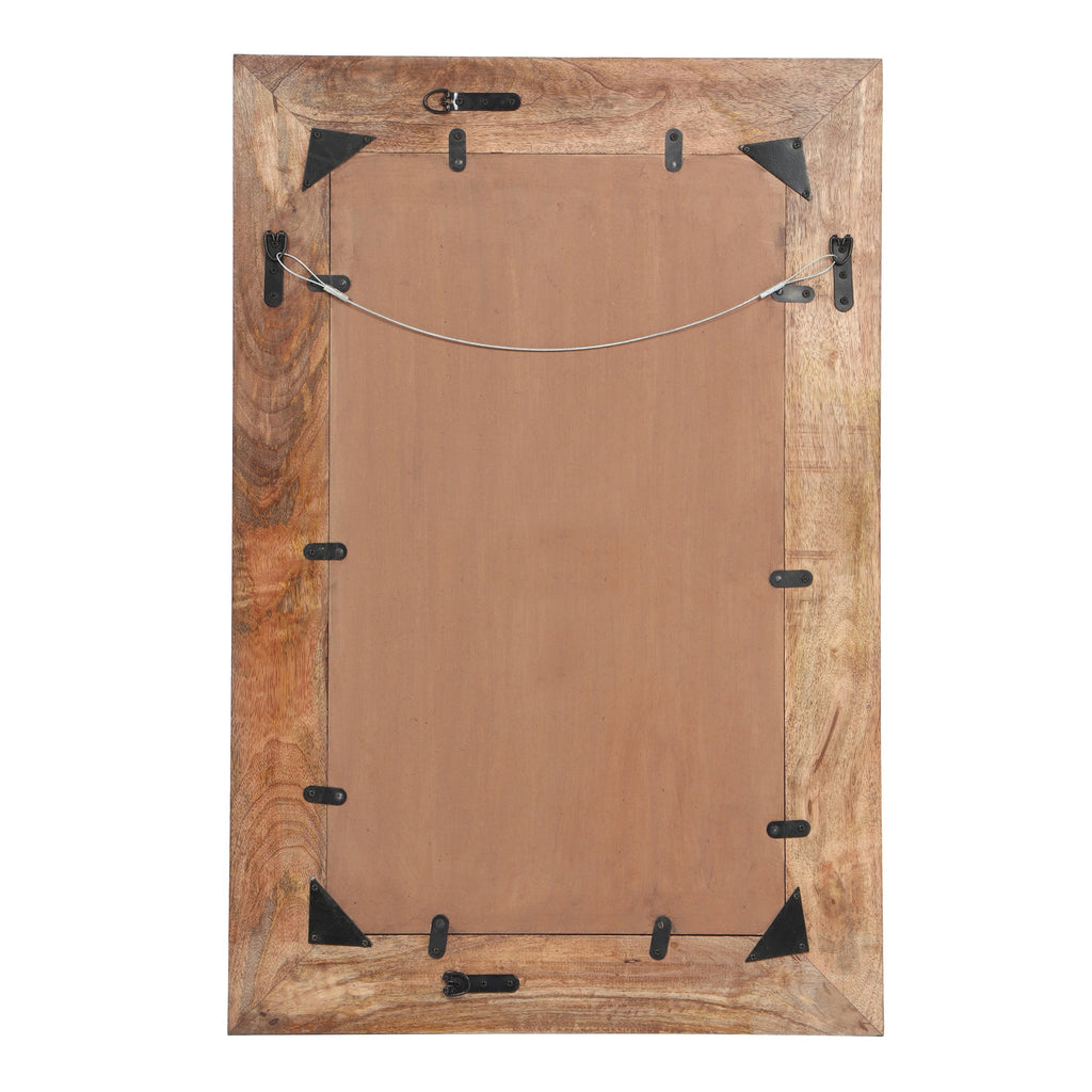 Boho Handcrafted Rectangular Mango Wood Wall Mirror, Natural and Antiq ...