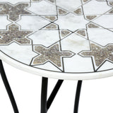 Handcrafted Boho Marble Mosaic End Table - NH406313