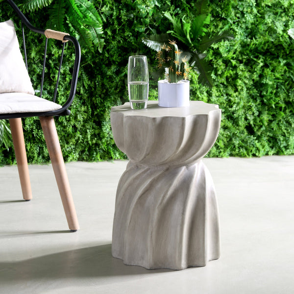 Outdoor Contemporary Lightweight Concrete Accent Side Table - NH867213