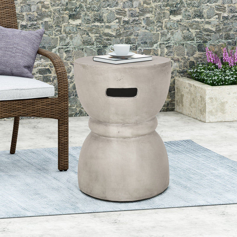 Outdoor Contemporary Lightweight Concrete Accent Side Table - NH967213