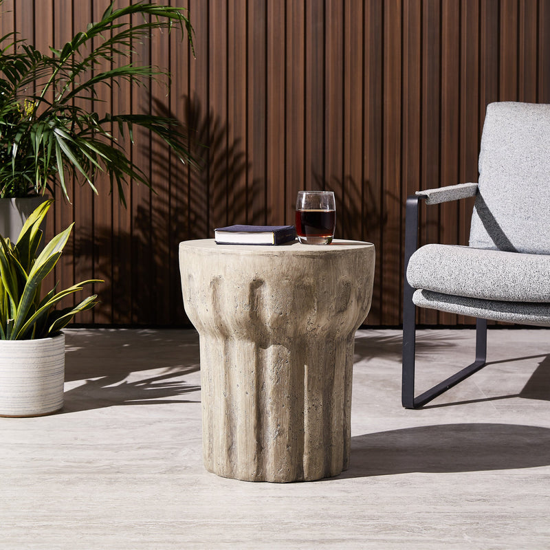 Outdoor Contemporary Lightweight Concrete Accent Side Table - NH377213