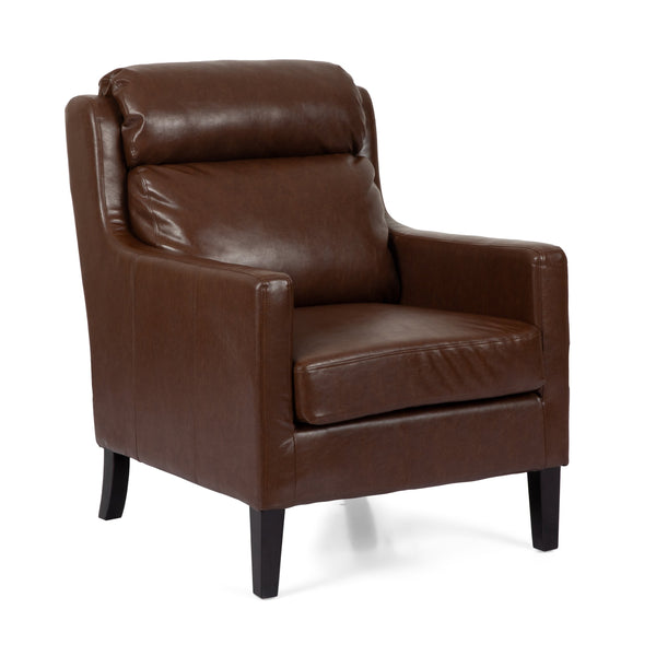 Contemporary Pillow Tufted Faux Leather Club Chair - NH891313