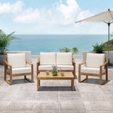 Outdoor 4 Seater Acacia Wood Chat Set with Water Resistant Cushions - NH359213