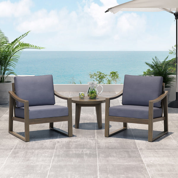 Outdoor Acacia Wood Club Chairs with Water Resistant Cushions (Set of 2) - NH159213