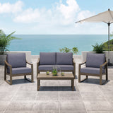 Outdoor 4 Seater Acacia Wood Chat Set with Water Resistant Cushions - NH359213