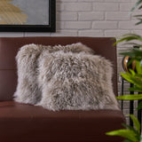 Shaggy Lamb Fur Square Throw Pillow - NH390303